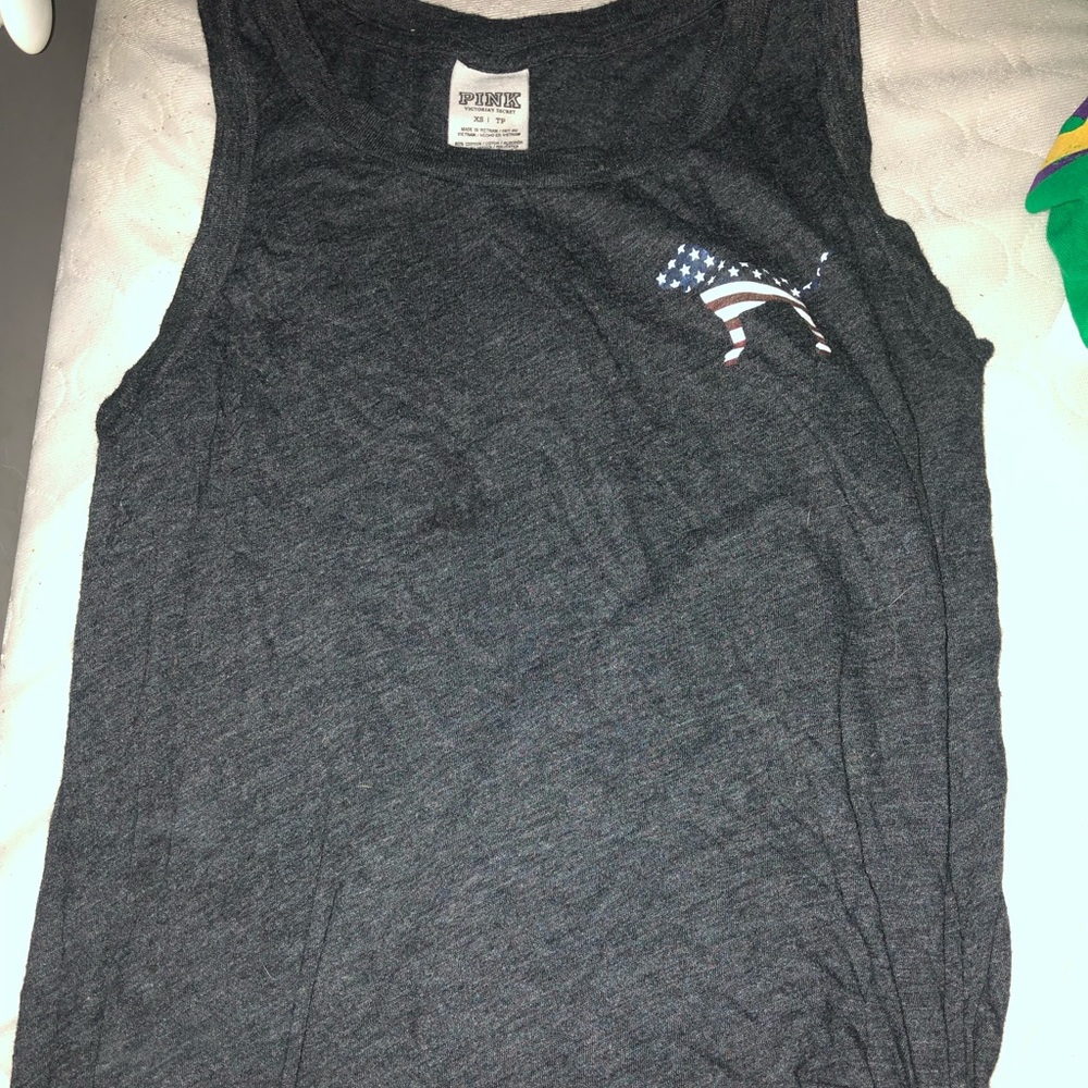 pink america tank top with sequence on the back
